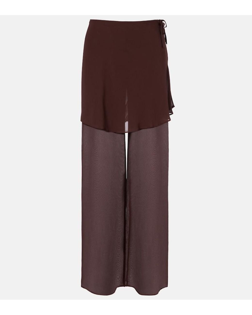 Christopher Esber Purple Sheer Silk Wide-Leg Pants