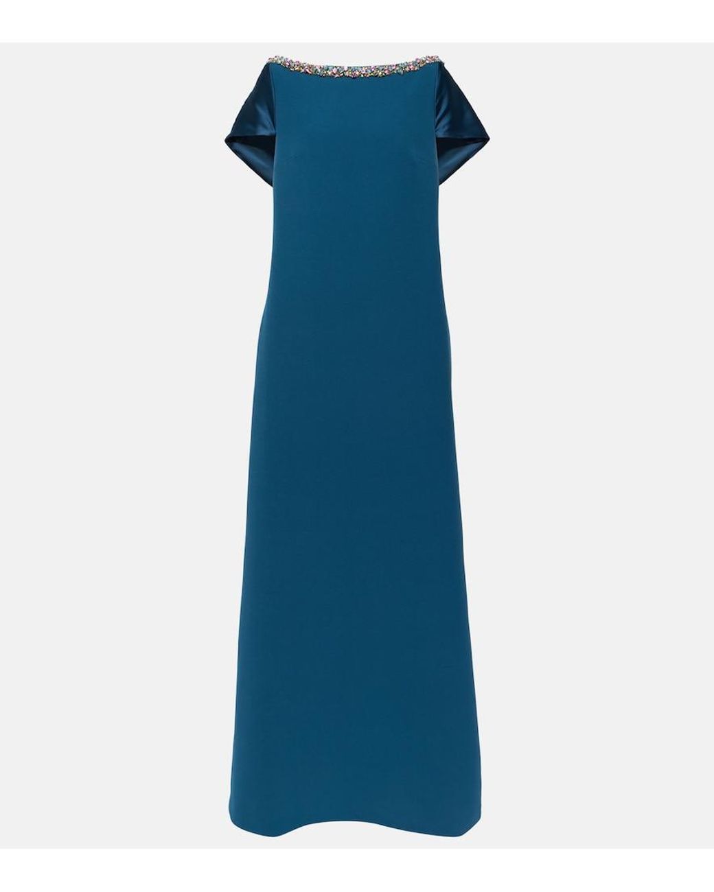 Safiyaa Blue Sallie Embellished Crepe Gown