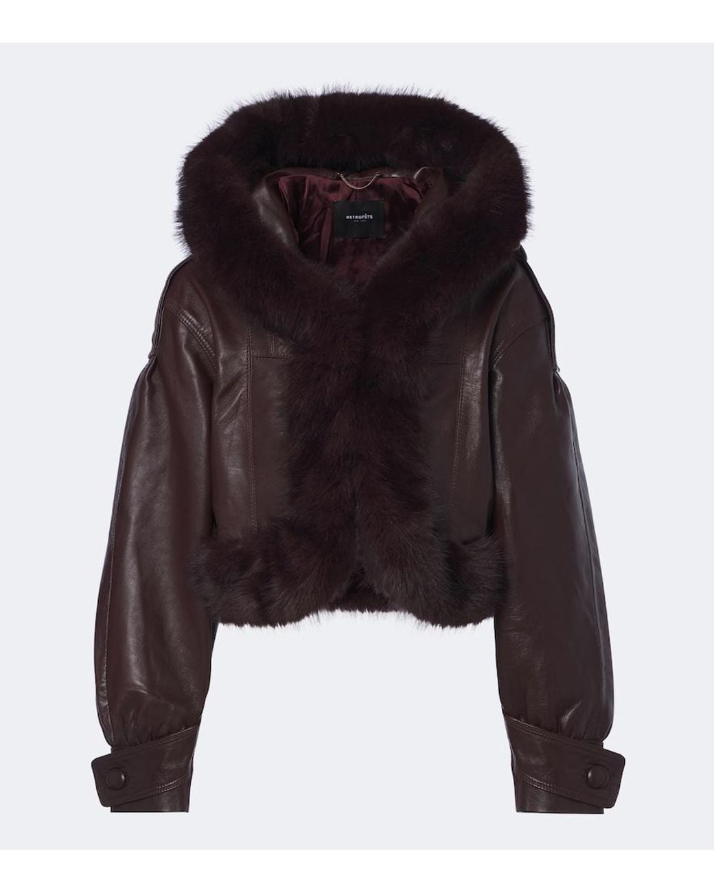 retroféte Black Jia Cropped Leather Jacket