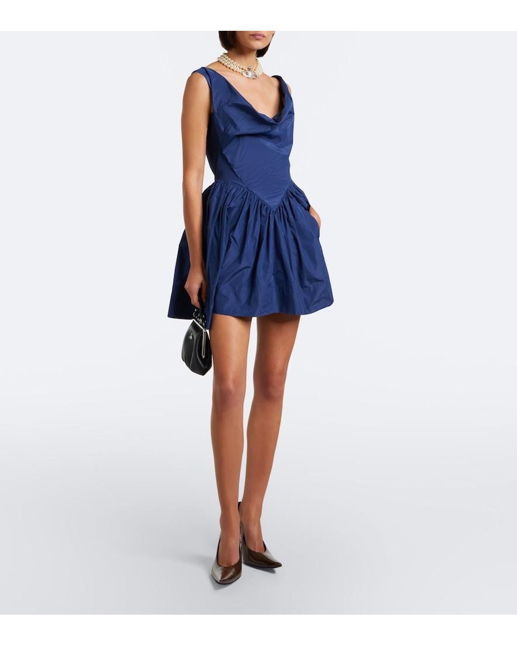 Vivienne Westwood Blue Sunday Draped Taffeta Minidress