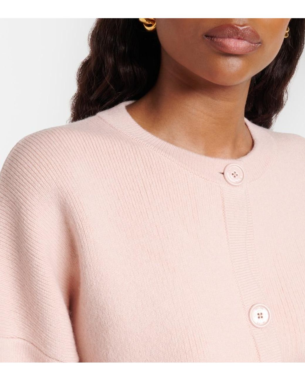 Totême  Pink Cropped Wool-Blend Cardigan