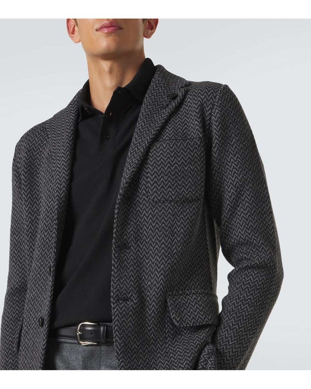 Lardini Black Virgin Chevron Wool Blazer for men