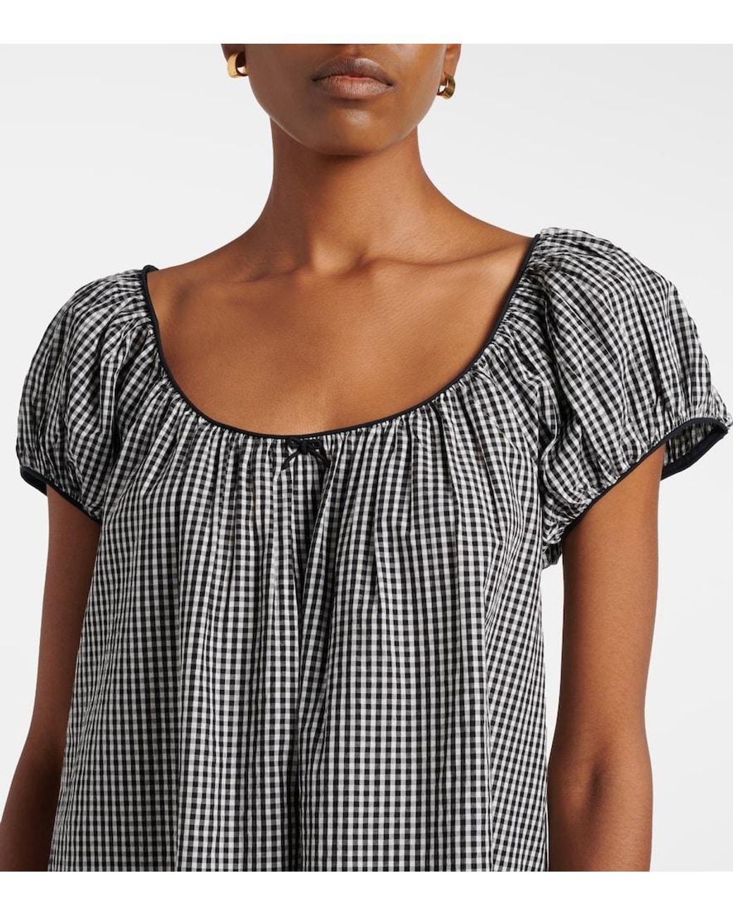 Doen Gray Julia Gingham Cotton Poplin Minidress