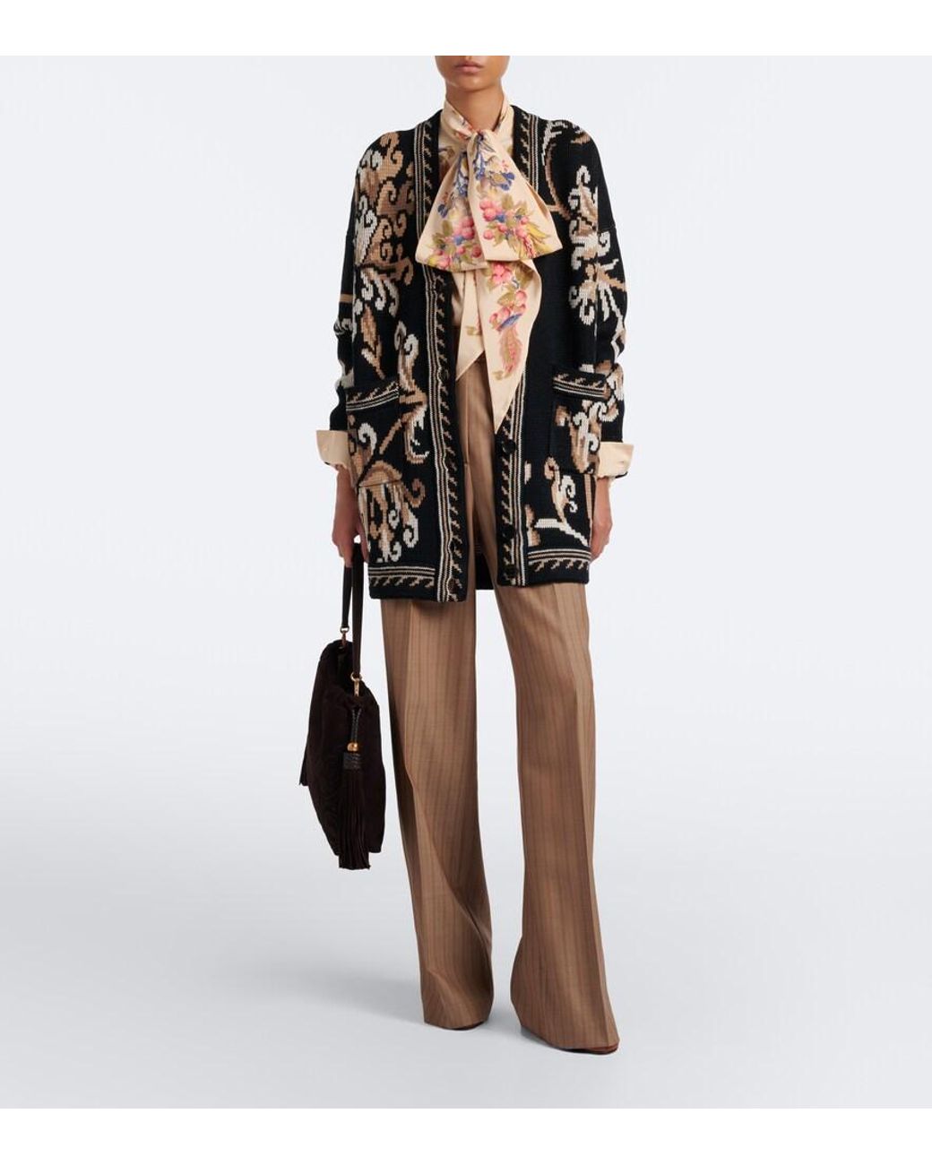 Etro Brown Kalispera Medium Suede Shoulder Bag