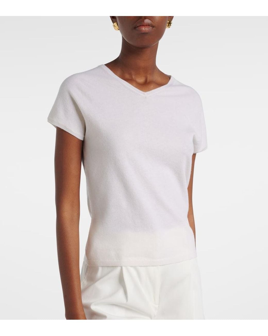 Vince White Wool And Cashmere-Blend Top