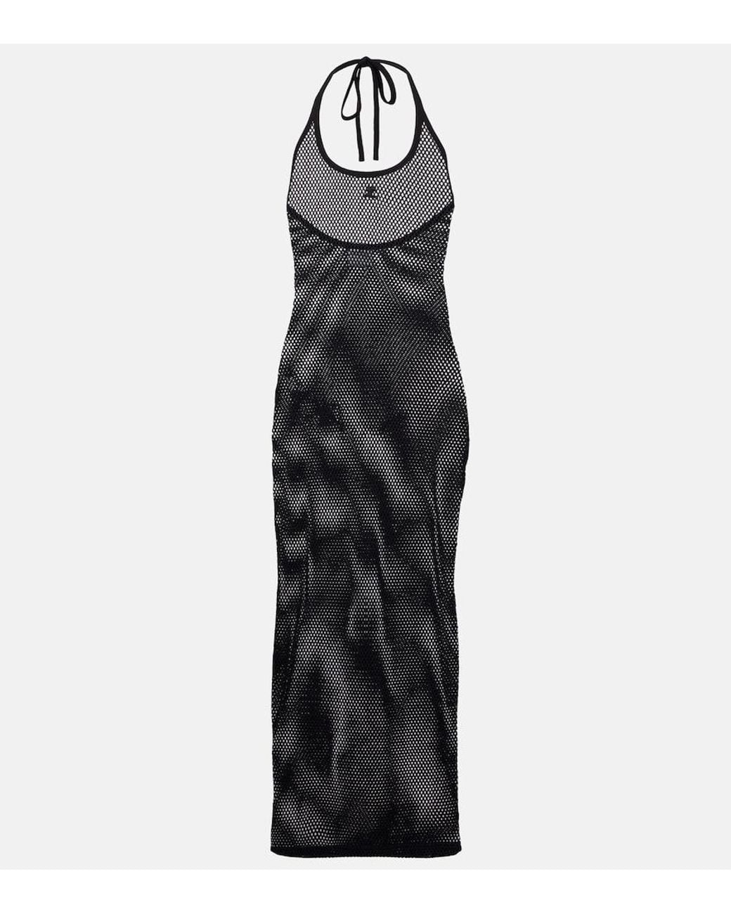 Courreges Black Holistic Sheer Cotton Midi Dress