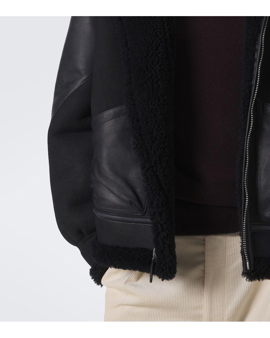 Ralph Lauren Black Lutton Shearling-Lined Leather Jacket for men