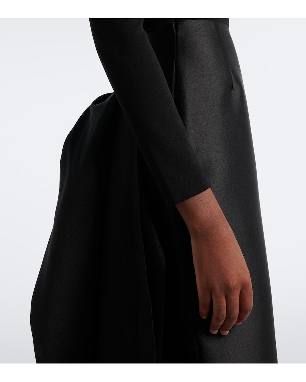 Solace London Black Winslow Off-Shoulder Satin And Crepe Gown
