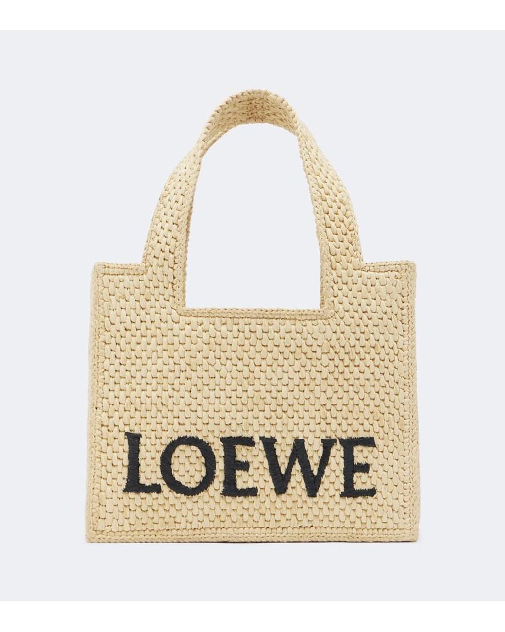 Loewe White Logo Mini Raffia Top-Handle Bag