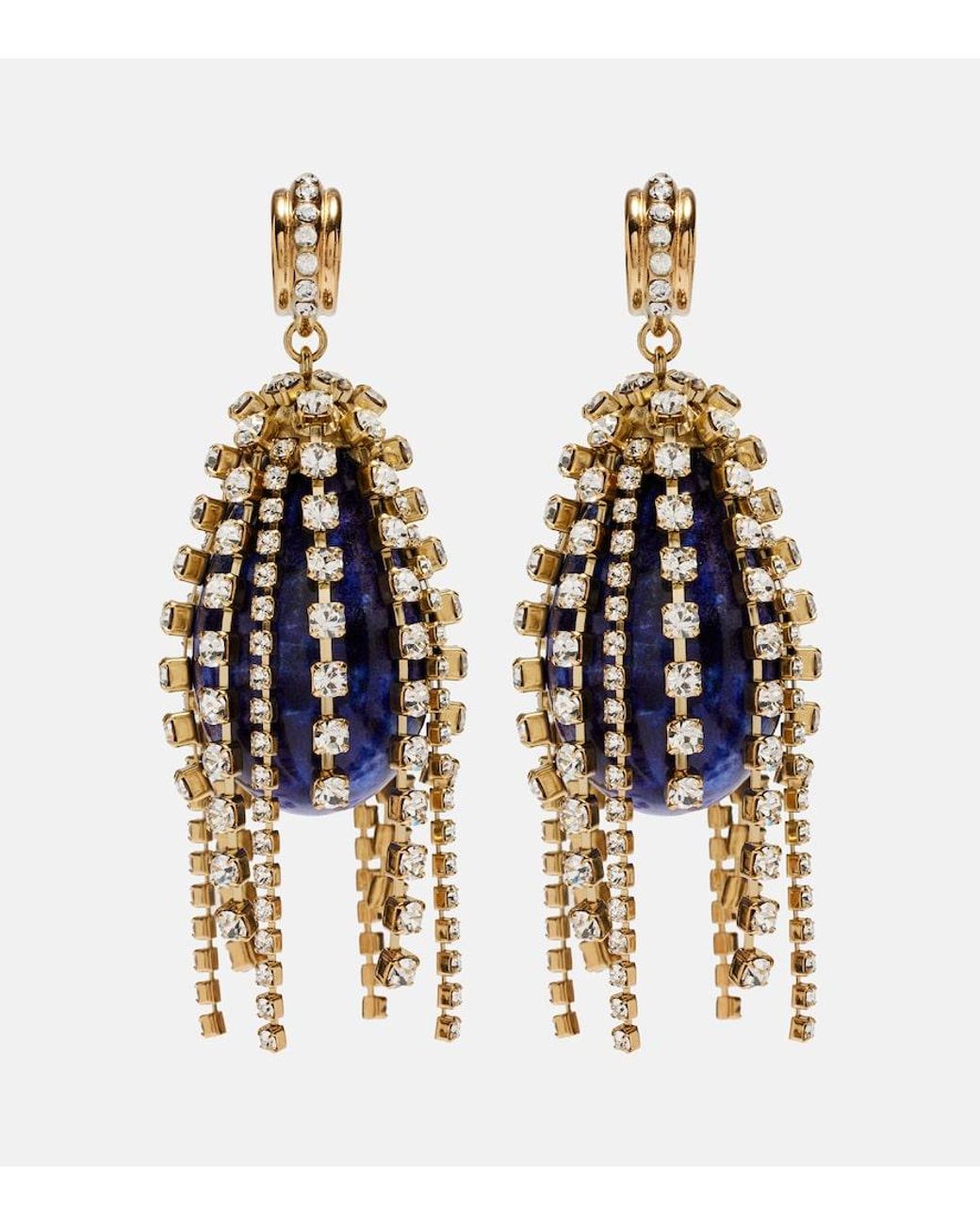 Chloé Metallic Crystal-Embellished Drop Earrings
