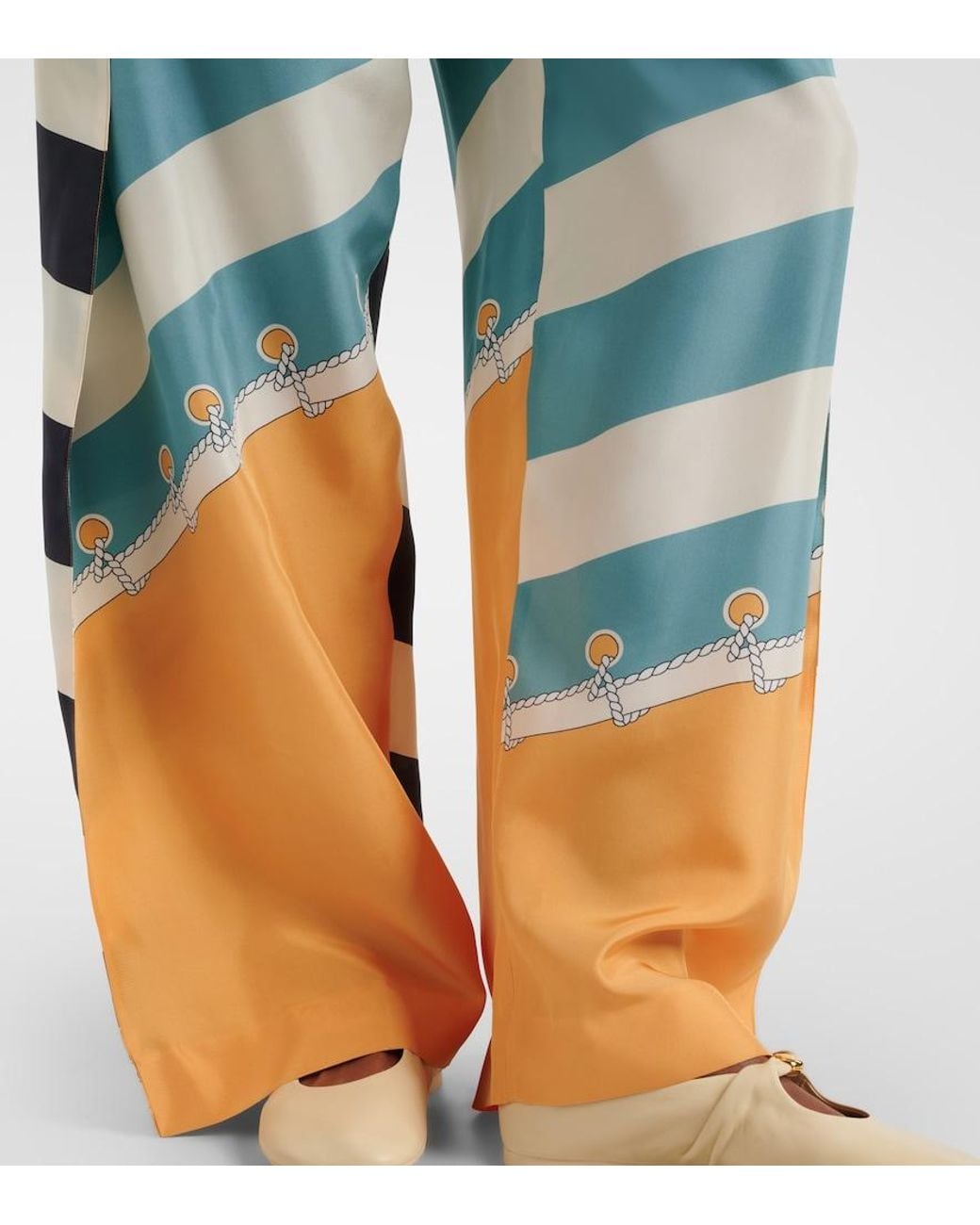 Loewe Blue Printed Silk Wide-Leg Pants