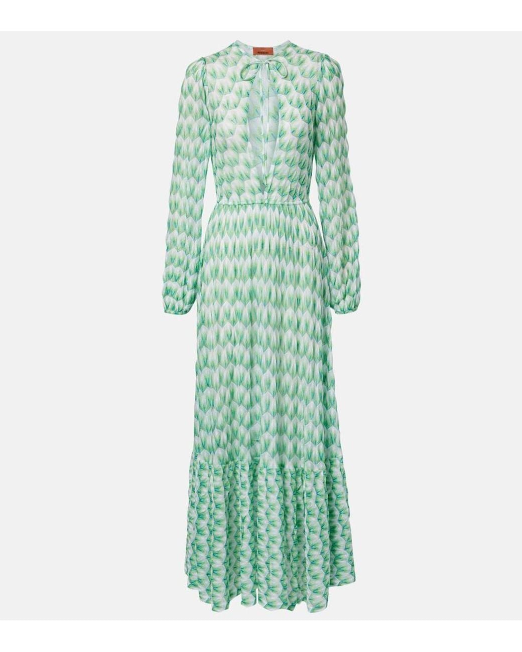 Missoni Green Open-Knit Cutout Maxi Dress