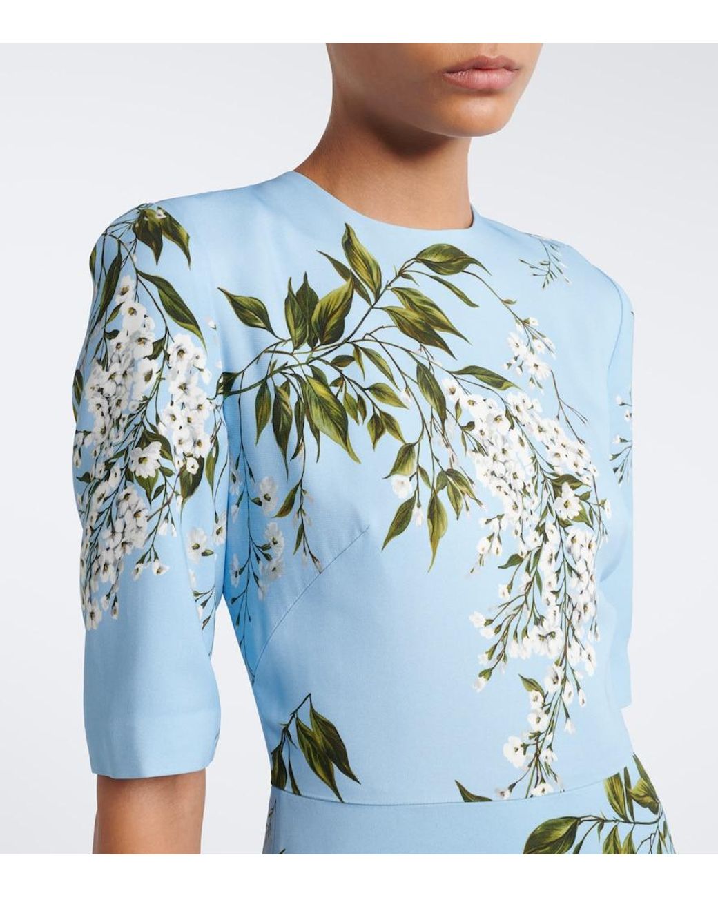 Monique Lhuillier Blue Floral Maxi Dress
