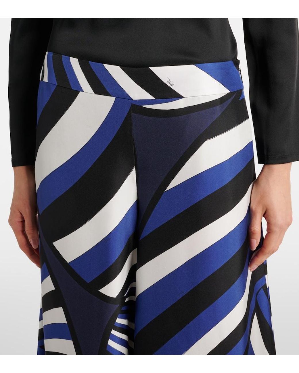 Emilio Pucci Blue Iride Silk Twill Palazzo Pants