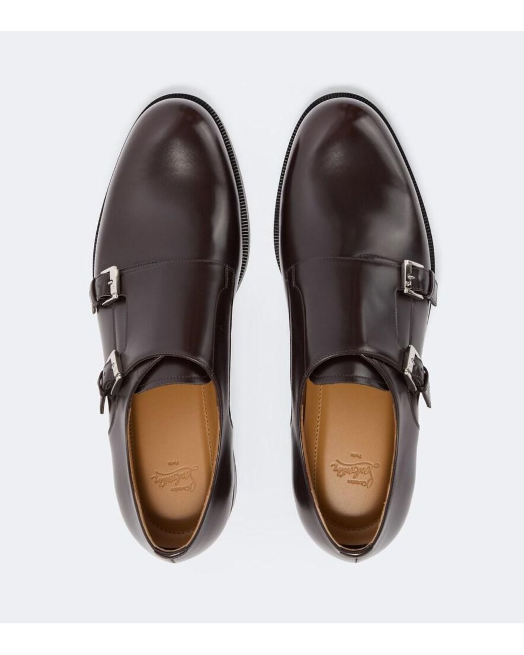 Christian Louboutin Brown Dandydeco Leather Monk Strap Shoes for men