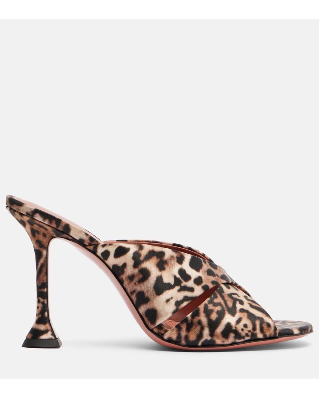 AMINA MUADDI Brown Salma Leopard-Print Satin Mules