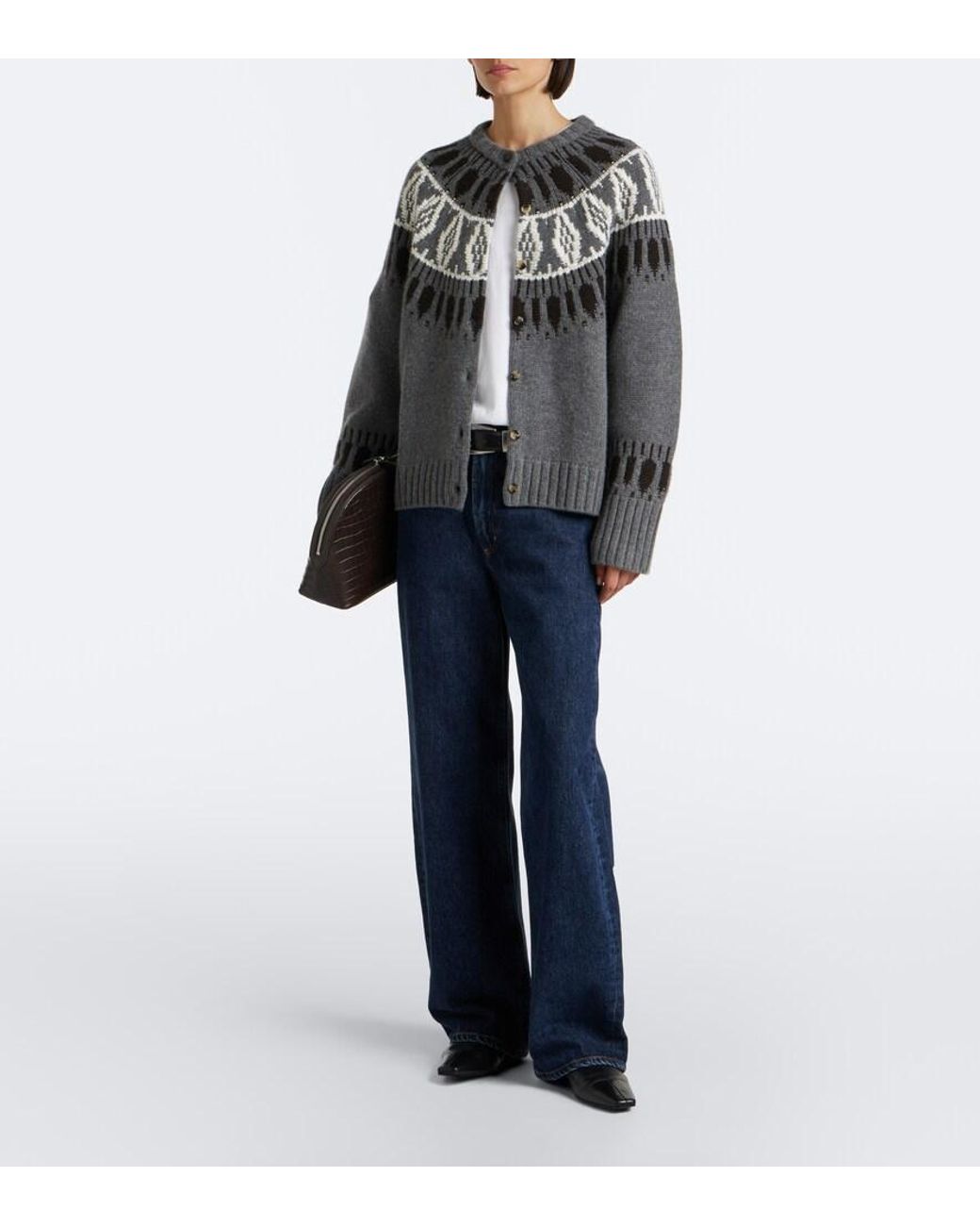 arch4 Gray Fair Isle Cashmere Cardigan