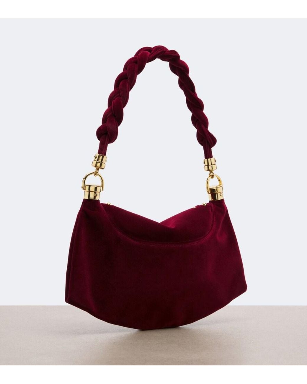 Chloé Red Marcie Foulard Small Velvet Shoulder Bag