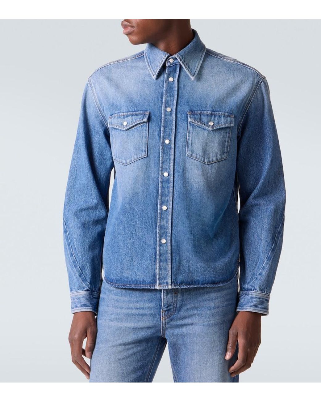 Givenchy Blue Couture Seam Denim Shirt for men