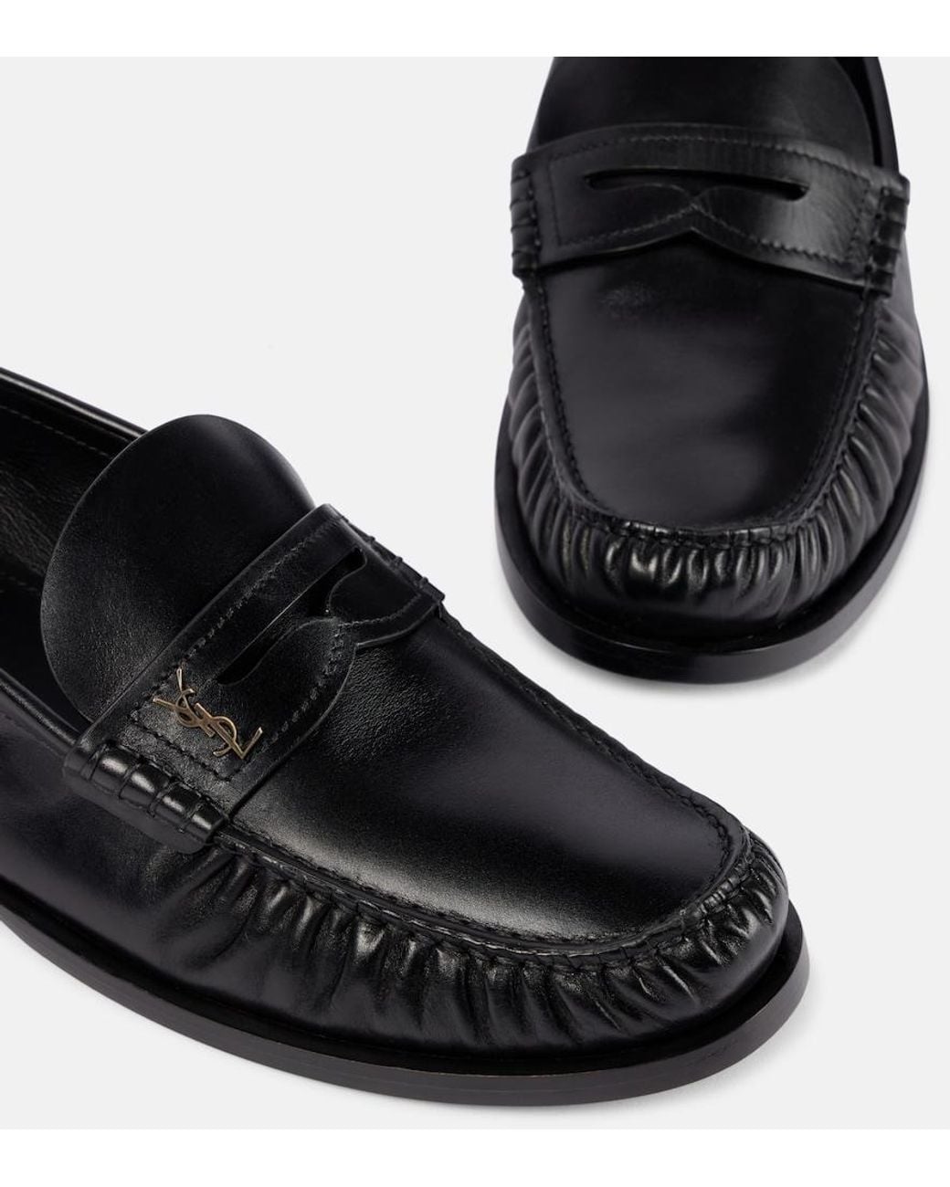 Saint Laurent Black Laurent Leather Penny Loafers