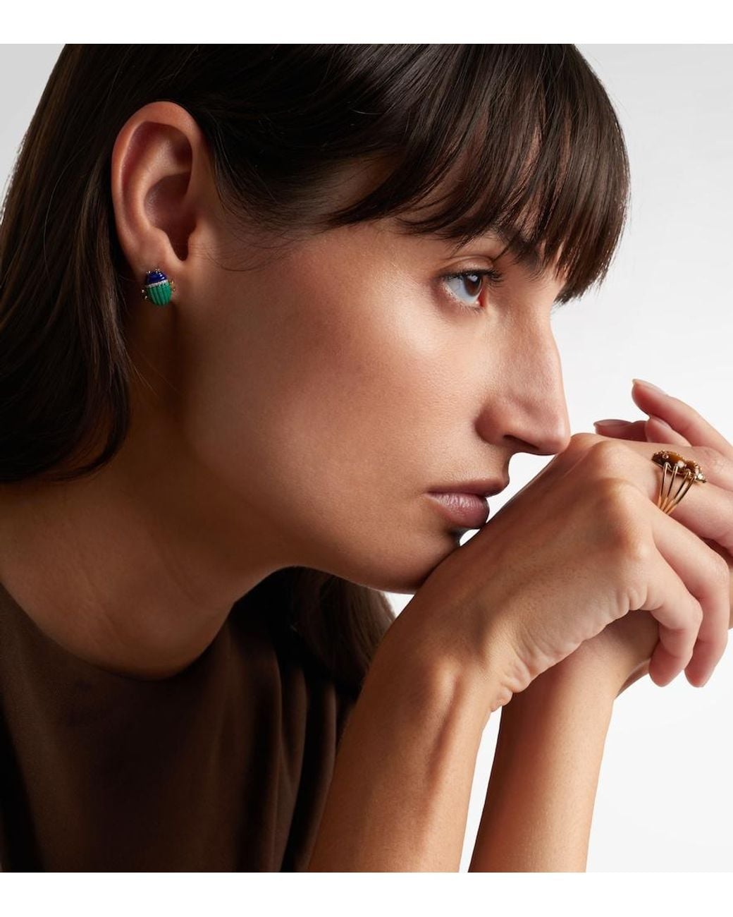 Yvonne Léon Blue Scarabee 9Kt Earrings With Gemstones