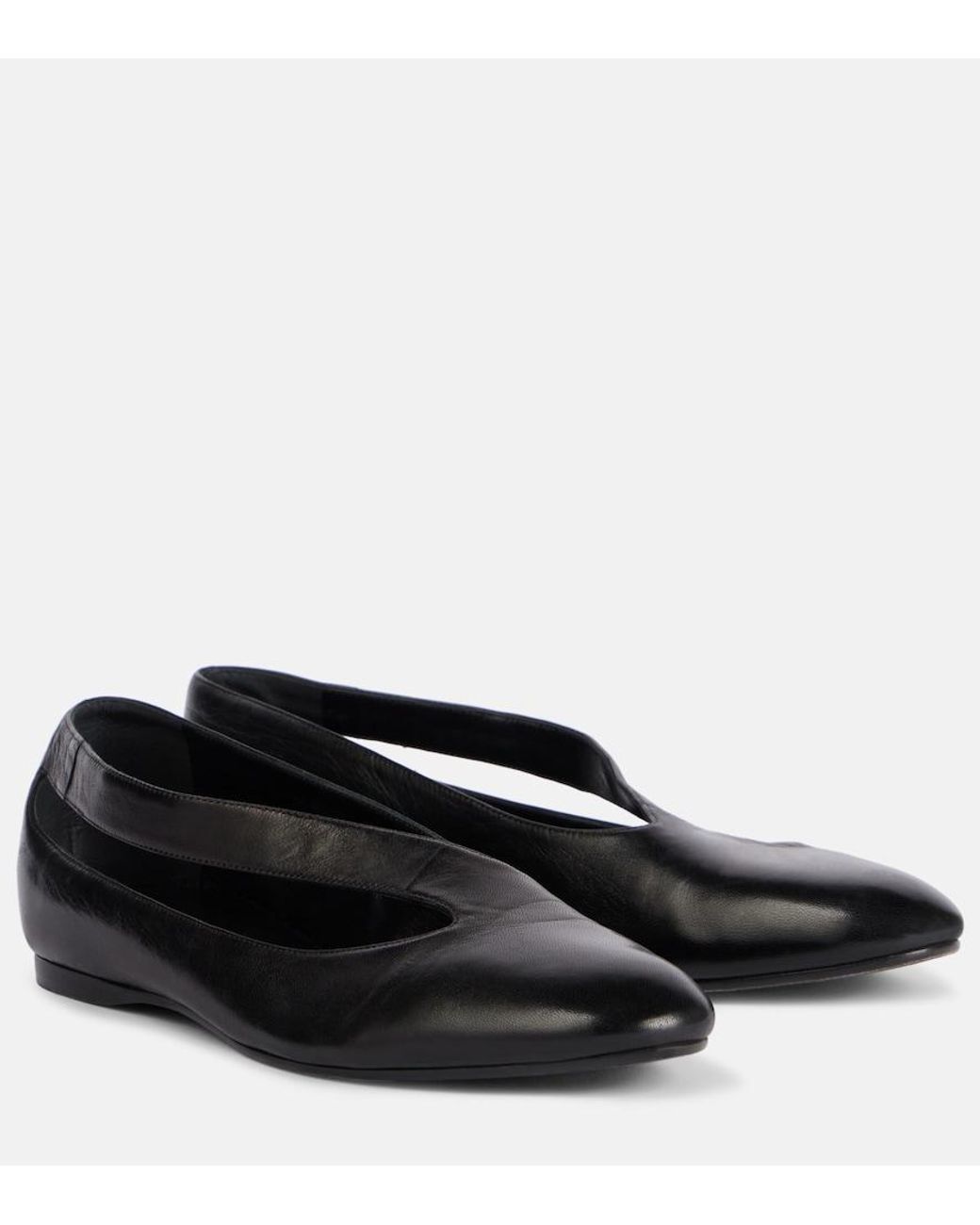 Khaite Black Diana Cutout Leather Ballet Flats