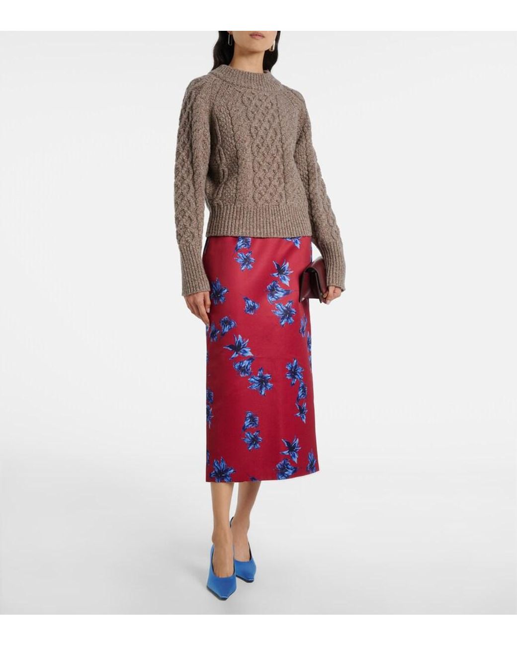 Emilia Wickstead Brown Emory Cable-Knit Wool Sweater