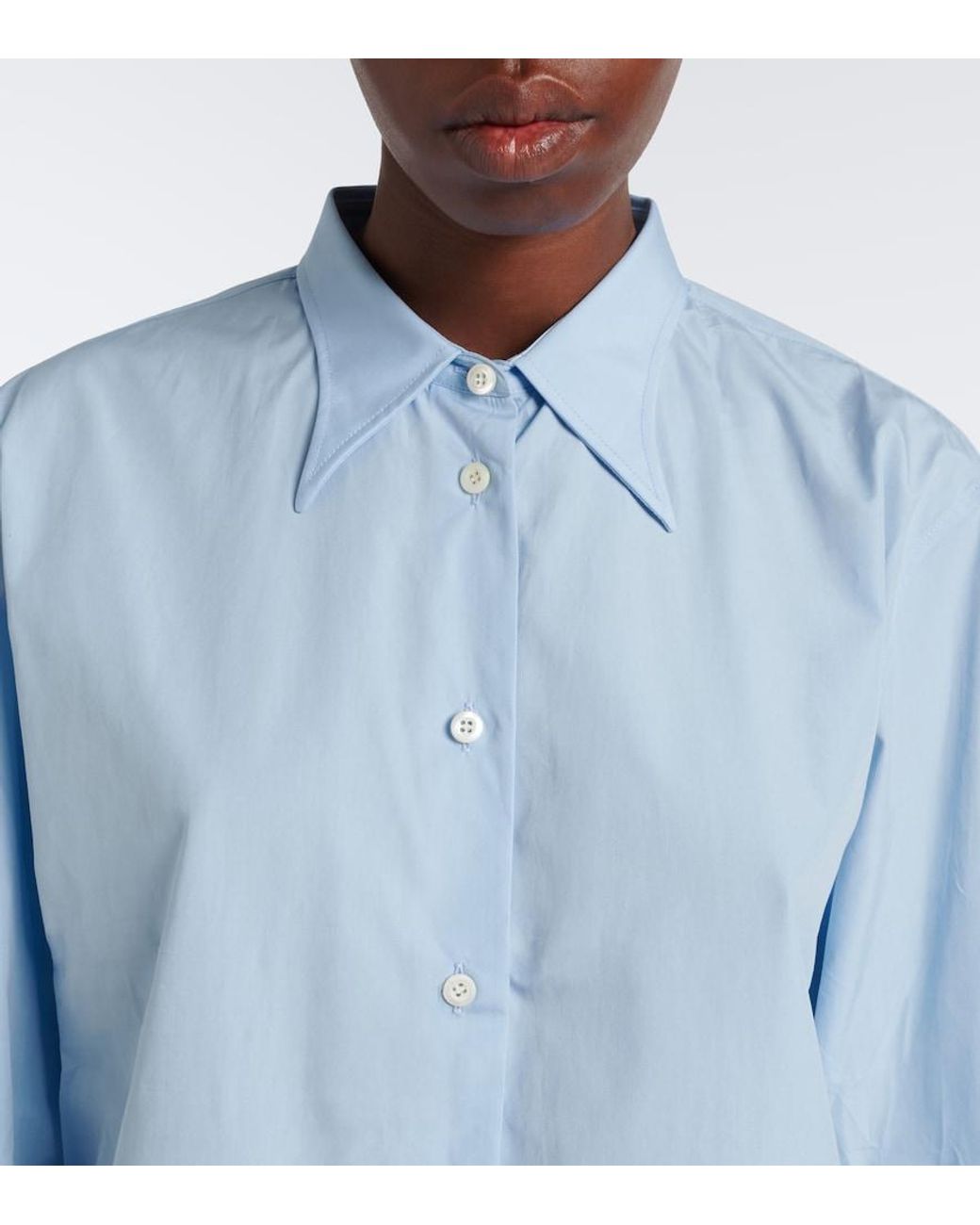 Prada Blue Oversized Cotton Poplin Shirt