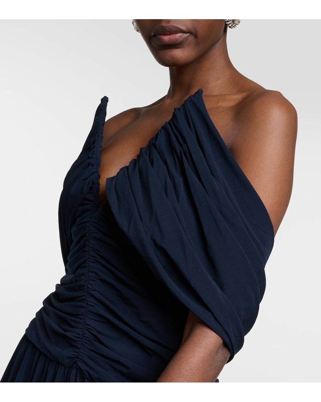 Magda Butrym Blue Off-Shoulder Midi Dress