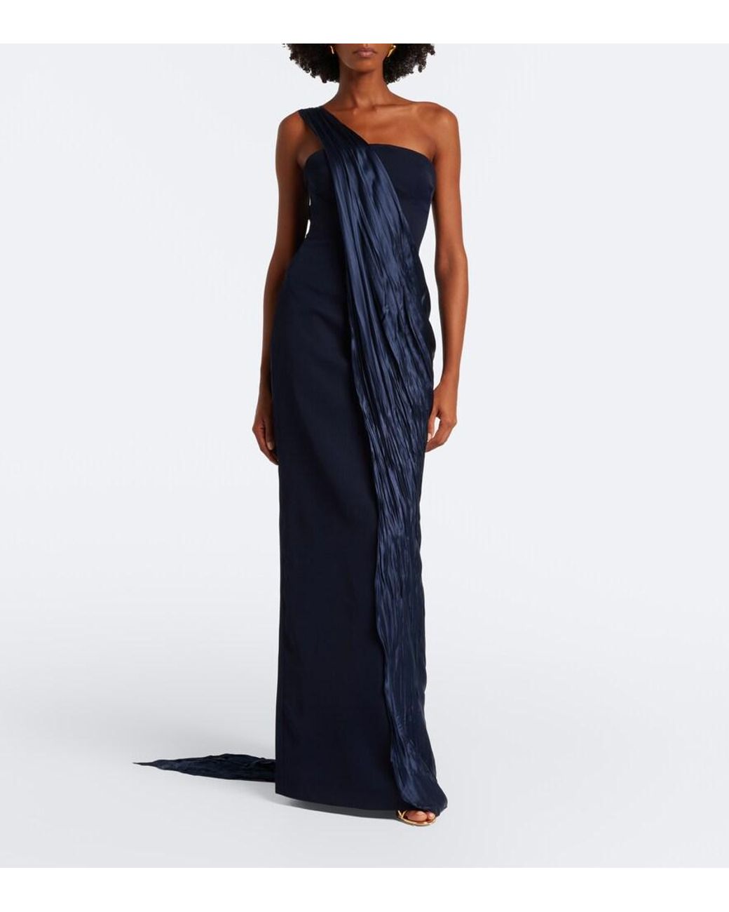 Marmar Halim Blue Embellished Bustier Gown And Cape Set
