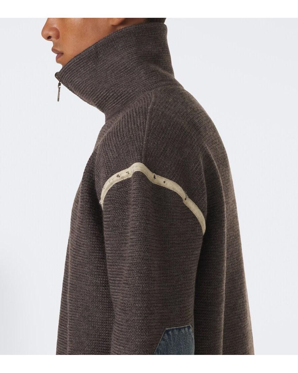 Maison Margiela Brown Wool Zip-Up Sweater for men