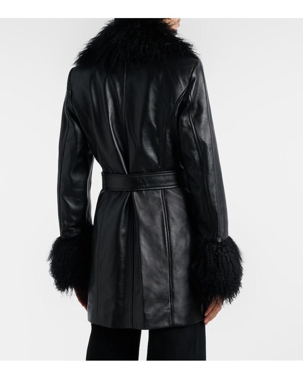 Nili Lotan Black Sefa Belted Leather Jacket