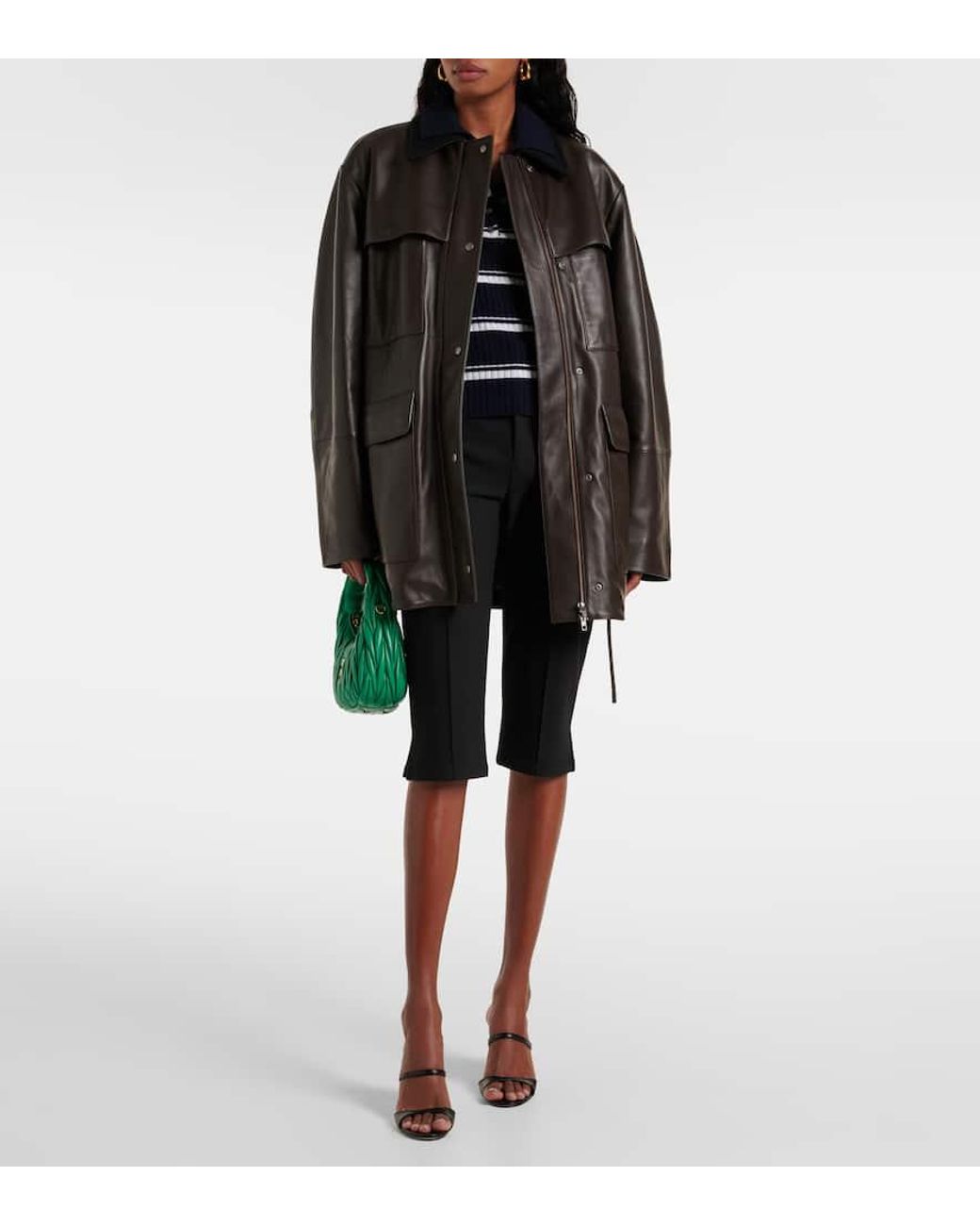 Vince Black Wool-Trimmed Leather Jacket