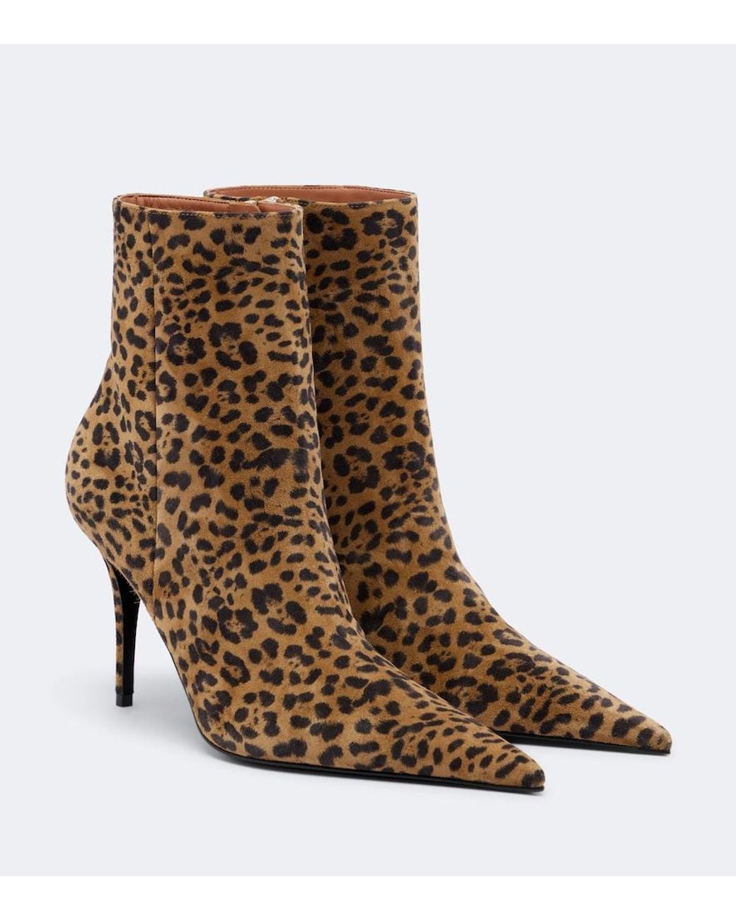 AMINA MUADDI Brown Barbara Leopard-Print Suede Ankle Boots