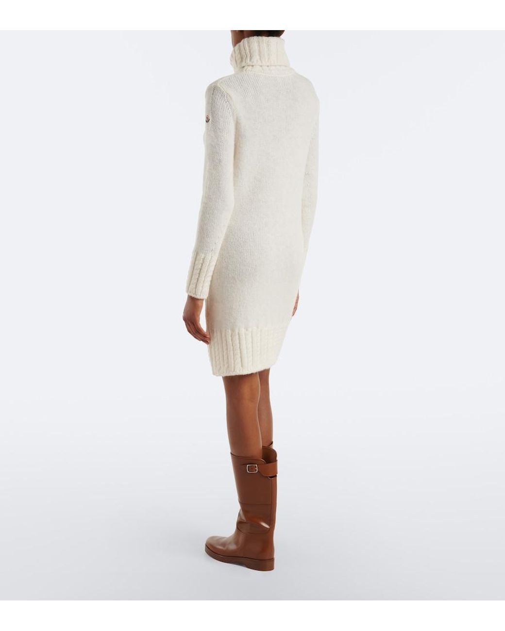 Moncler White Turtleneck Alpaca And Wool-Blend Minidress