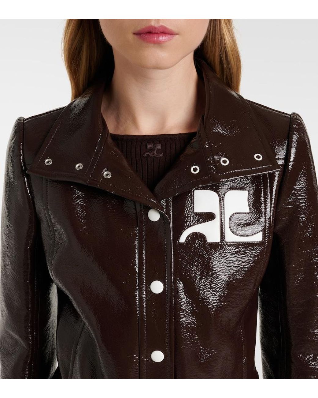 Courreges Black Reedition Vinyl Jacket