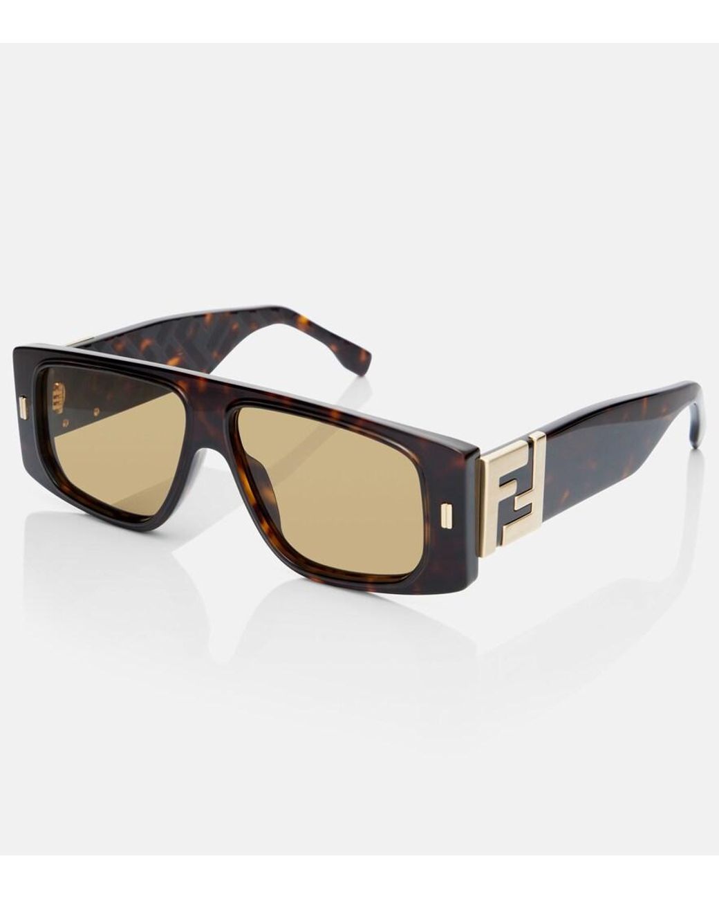 Fendi Brown Ff Squared Rectangular Sunglasses