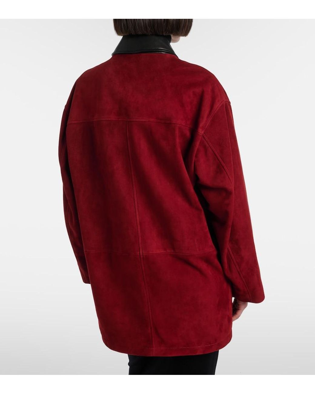 Nour Hammour Red Barn Leather-Trimmed Suede Jacket