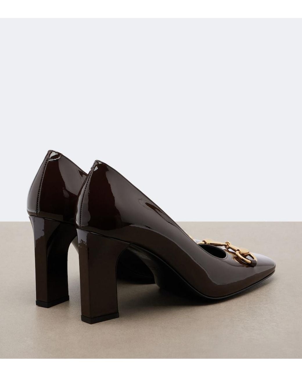 Gucci Black Signora Horsebit Patent Leather Pumps