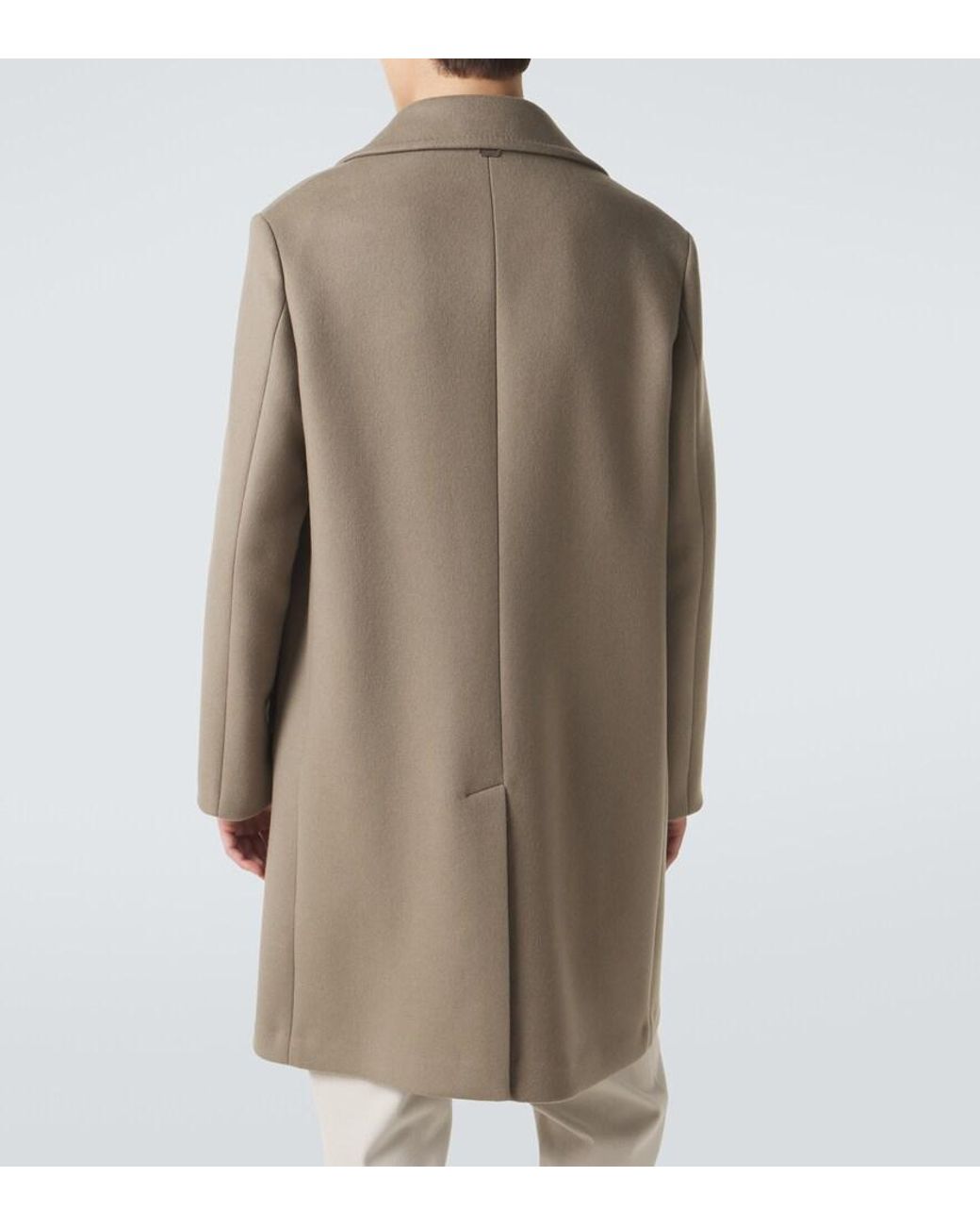 Agnona Natural Double-Breasted Cashmere Coat for men