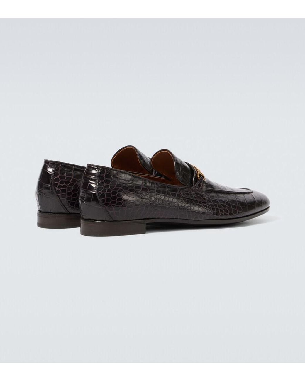 Tom Ford Black Gigi Croc-Effect Leather Loafers for men