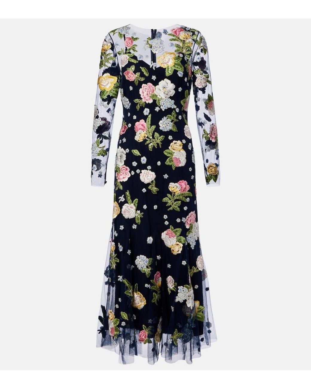 Carolina Herrera Black Embroidered Cocktail Dress