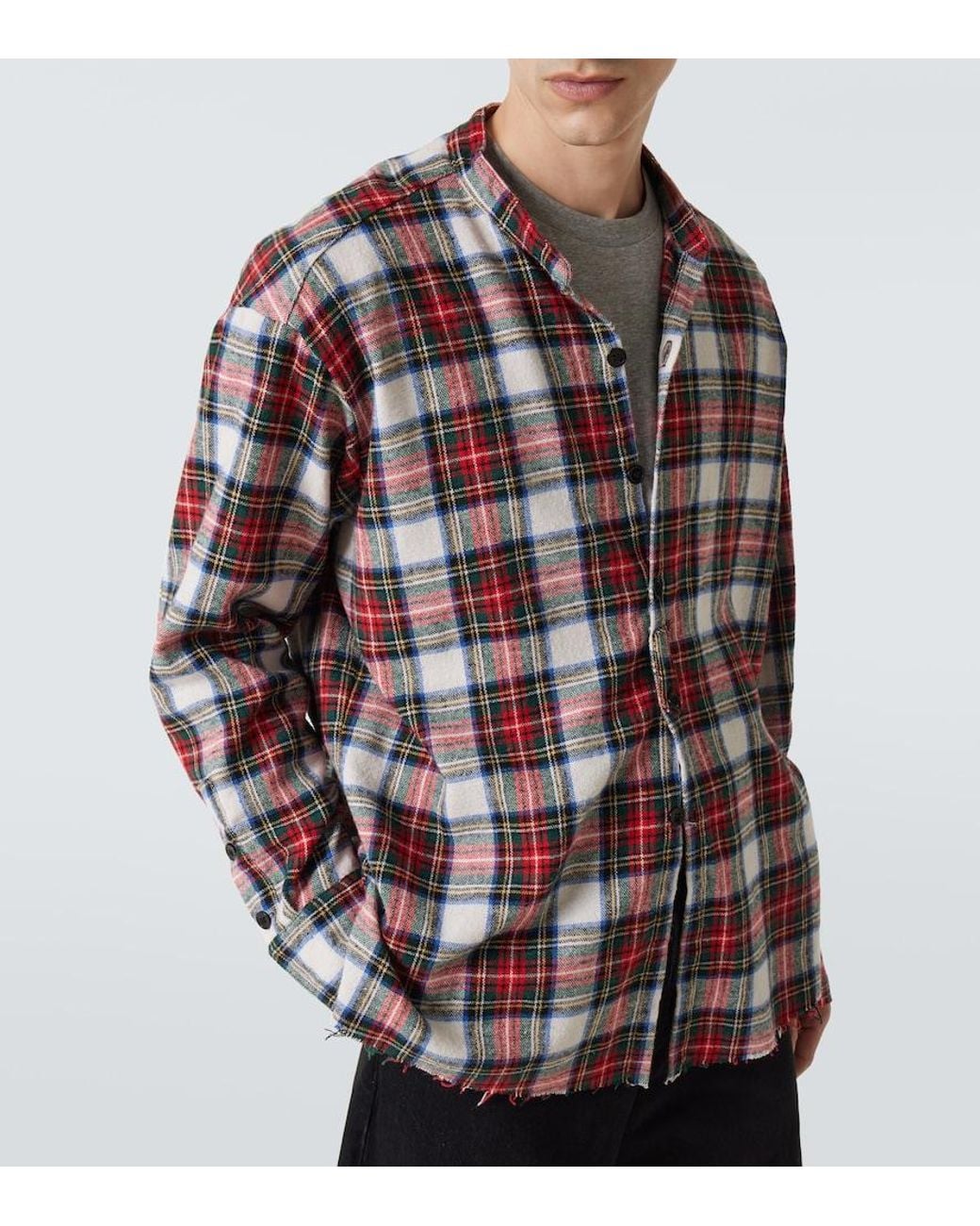 Greg Lauren Red Plaid Cotton Shirt for men