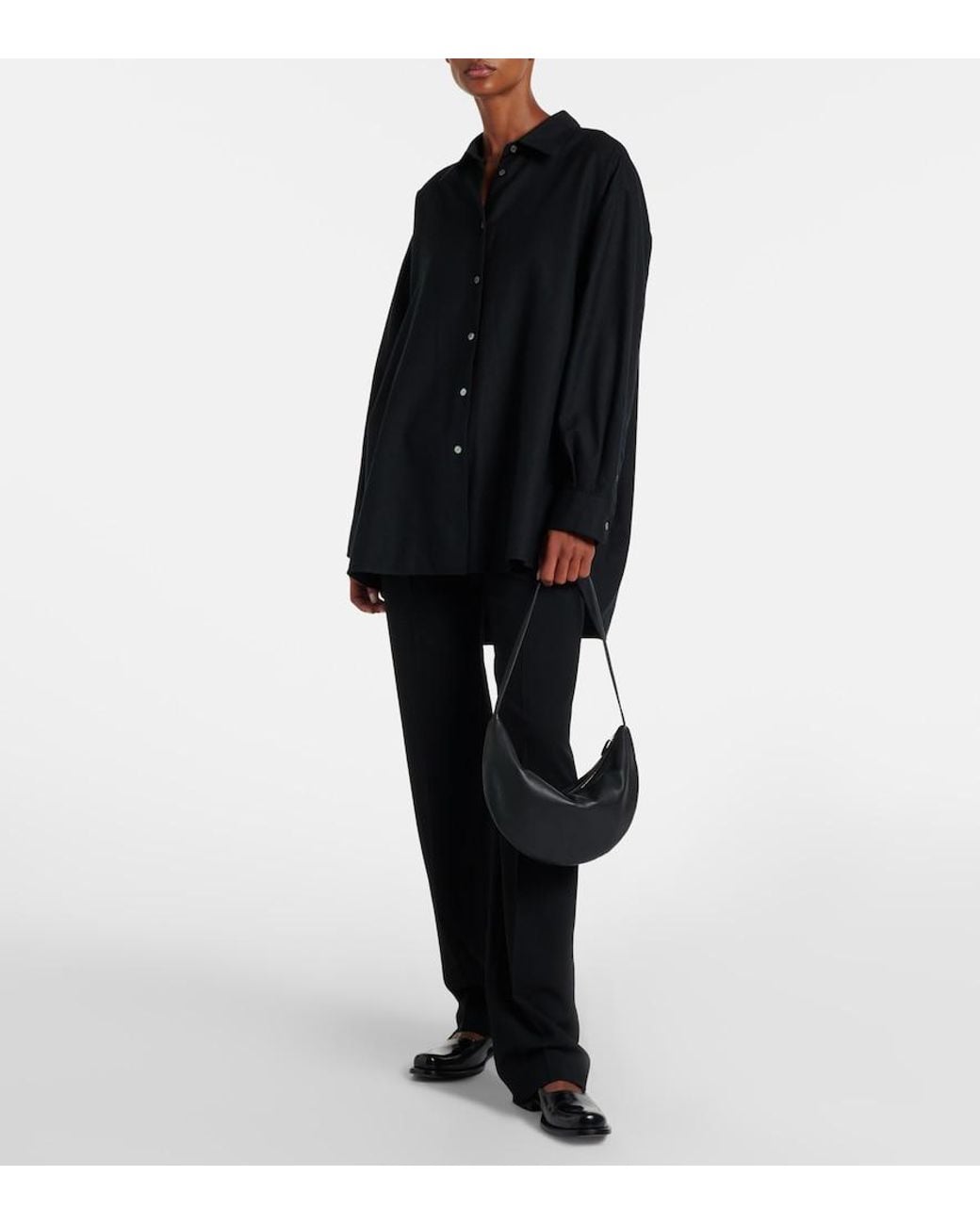 The Row Black Izzy Leather Shoulder Bag