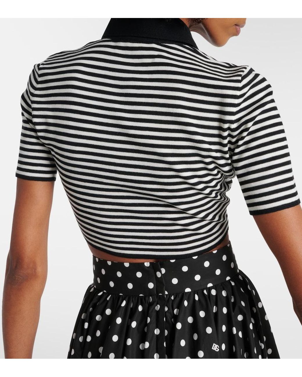 Dolce & Gabbana Black Cropped Wool Polo Shirt