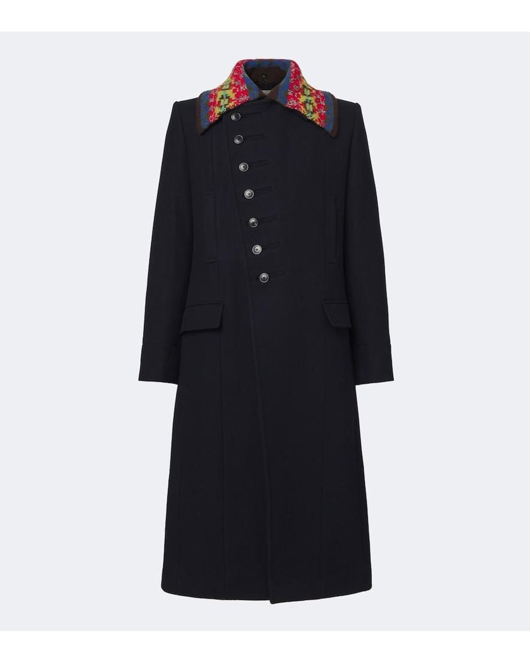 Dries Van Noten Blue Double-Breasted Wool-Blend Twill Coat for men
