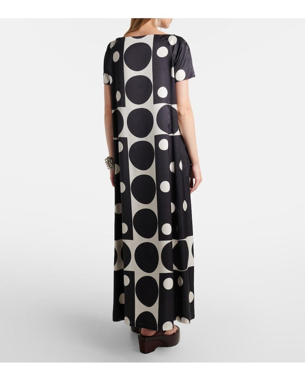 Dries Van Noten Black Polka-Dot Maxi Dress