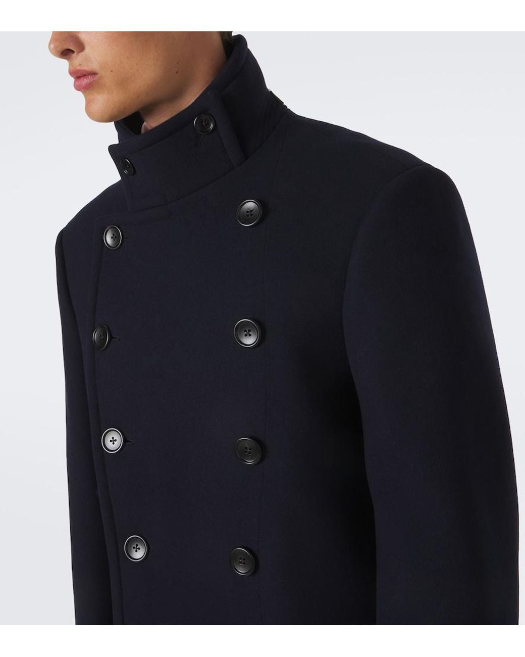 Tom Ford Blue Double-Breasted Wool Coat for men