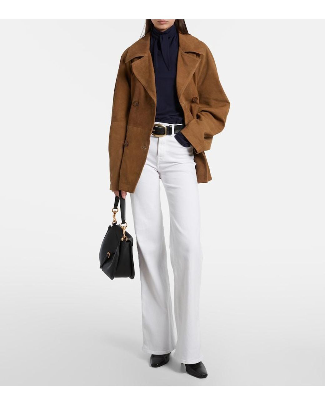 7 For All Mankind White Modern Dojo High-Rise Wide-Leg Jeans