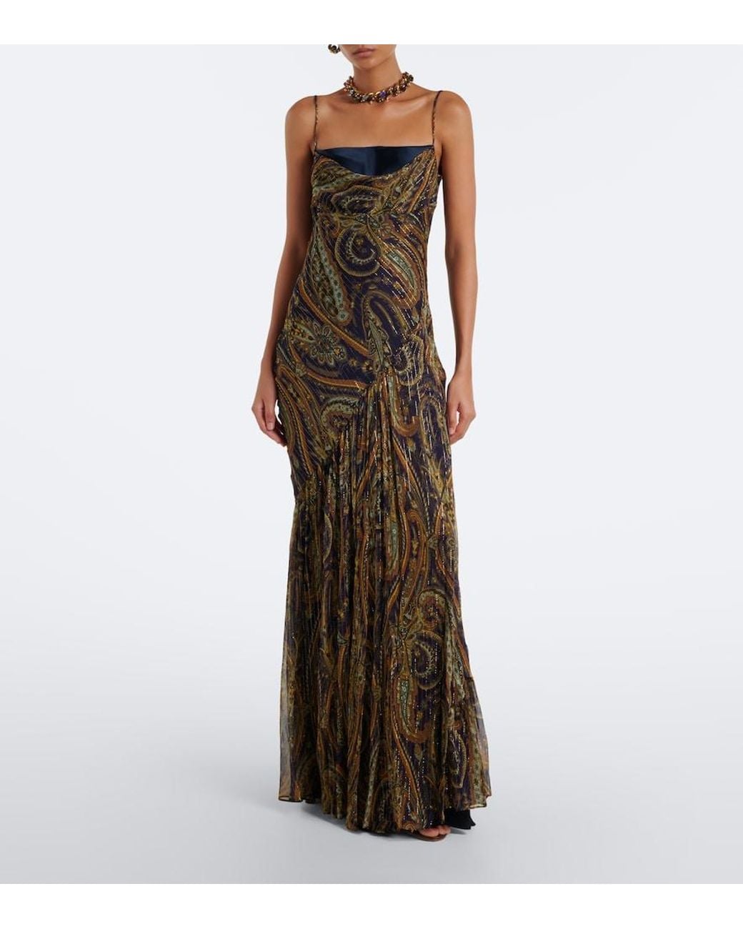 Etro Natural Paisley Silk-Blend Chiffon Gown